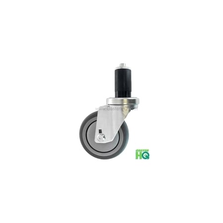 Casterhq 3"x1-1/4" Swivel Caster, Gray Thermo Plastic Rubber Wheel, 1-3/16" HDLDTPR314-1316